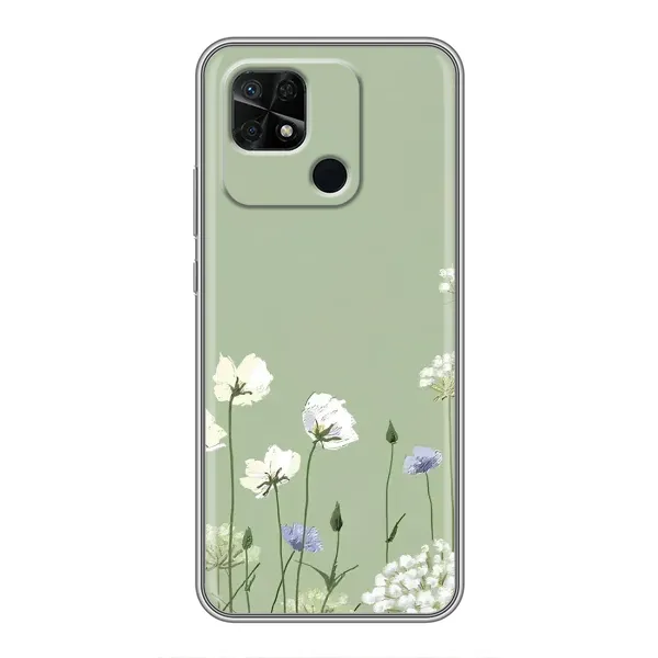 Чехол с принтом «Цветы на зеленом» для Xiaomi Redmi 10C