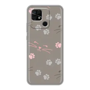 Чехол с рисунком кот на Xiaomi Redmi 10C (Лапы и усы)