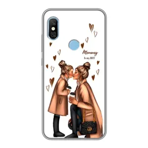 Чехол с печатью для Xiaomi Redmi 6 pro - (Мама с ребенком) (AlphaPrint) (Дочка и мама)