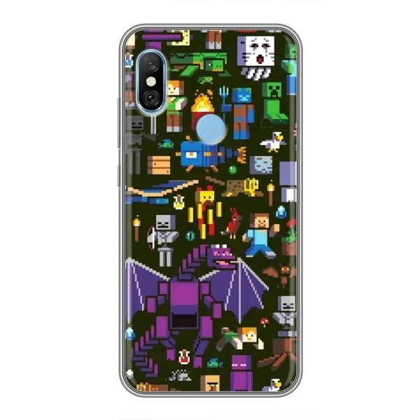 Чохол з принтом «Колаж Майнкрафт» для Xiaomi Redmi 6 pro