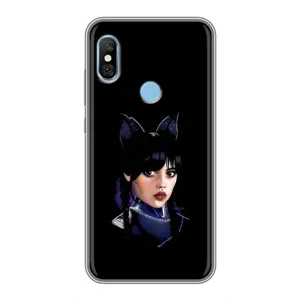 Чехлы Венсдей на Xiaomi Redmi 6 pro Уэнсдей (AlphaPrint) (серьезная Уэнздей)
