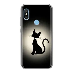 Чехол с принтом для Xiaomi Redmi 6 pro (AlphaPrint) Модные коты (Силуэт котика)