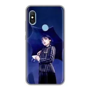 Чехлы Венсдей на Xiaomi Redmi 6 pro Уэнсдей (AlphaPrint) (Уэнздей с зонтом)