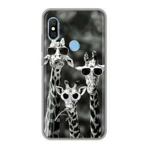 Силиконовый чехол с КАРТИНКАМИ лето для Xiaomi Redmi 6 pro (AlphaPrint) (Жирафы в очках)