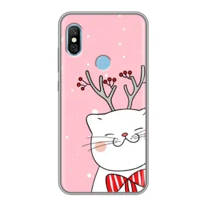 Новогодние Чехлы для Редми 6 Про (VPrint) (Зимний кот)
