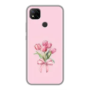 Чехол с розовым рисунком для Xiaomi Redmi 9c (Букет цветов)