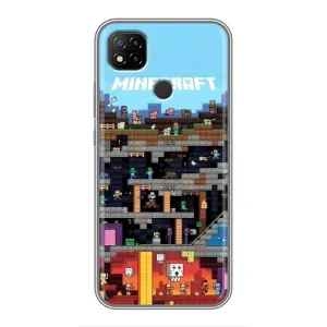 Чехол Майнкрафт на Xiaomi Redmi 9c (AlphaPrint) Minecraft (фон Minecraft)