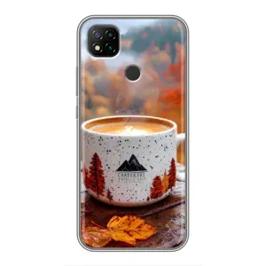 Чехол с уникальным дизайном «Осень с кофе» для Xiaomi Redmi 9c (Кофе на природе)