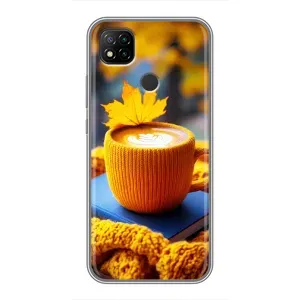 Чехол с уникальным дизайном «Осень с кофе» для Xiaomi Redmi 9c (Кофе на желтом пледе)