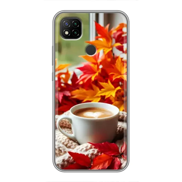 Чехол с принтом «Кофе и листья» для Xiaomi Redmi 9c Чехол с принтом «Кофе и листья» для Xiaomi Redmi 9c