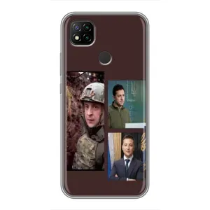 Чехол для Xiaomi Redmi 9c (AlphaPrint - с принтом Зеленского) (Президент)