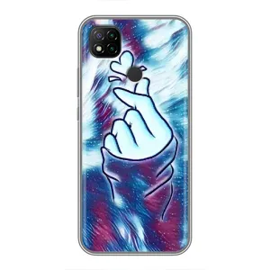 Чехол с принтом для Xiaomi Redmi 9c (AlphaPrint - Знак сердечка) (Радужное сердце)