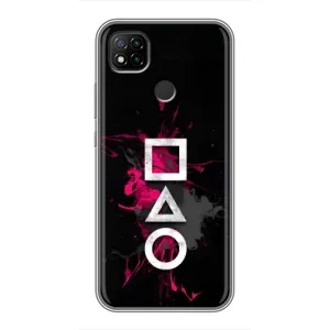 Чехол Гра в кальмара для Xiaomi Redmi 9c (Символы Игра кальмара)