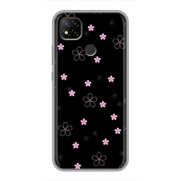 Чехол с принтом «Розовые цветы на черном» для Xiaomi Redmi 9c