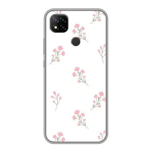 Чехол с розовым рисунком для Xiaomi Redmi 9c (Розовые цветы)