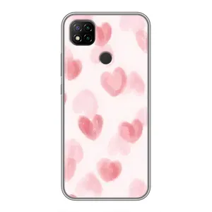 Чехол с розовым рисунком для Xiaomi Redmi 9c (Розовые сердечки)
