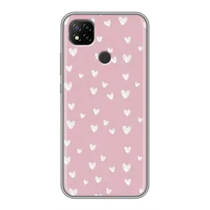 Чехол с розовым рисунком для Xiaomi Redmi 9c (Сердечки на розовом)
