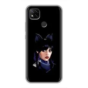 Чехлы Венсдей на Xiaomi Redmi 9c Уэнсдей (AlphaPrint) (серьезная Уэнздей)