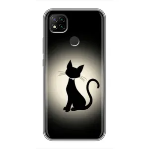 Чехол с принтом для Xiaomi Redmi 9c (AlphaPrint) Модные коты (Силуэт котика)