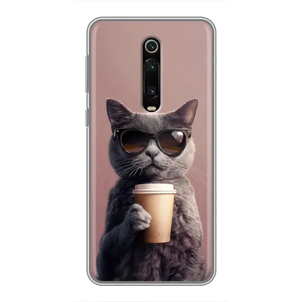 Чохол з принтом «Кіт з кавою» для Xiaomi Redmi K20
