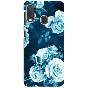 Чехлы (ART) Цветы на Samsung A20e (VPrint) (Голубые Бутоны)
