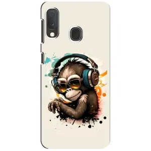 Чохол з Мавпами Samsung A20e - (AlphaPrint) (Макака в навушниках)