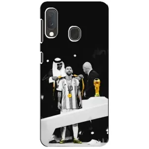 Чехлы для Samsung A20e (Leo чемпион) (AlphaPrint) (Месси в накидке)