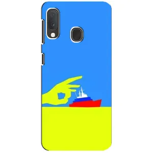 Чехол с принтом (Русский корабль...) для Самсунг Галакси А20е (AlphaPrint) (Щелбан кораблю)