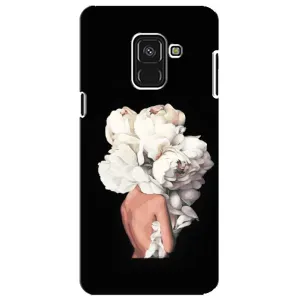 Чехлы (ART) Цветы на Samsung A8 Plus,  A730F (VPrint) (Белые цветы)