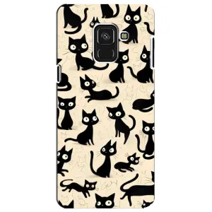 Чехол с рисунком кот на Samsung A8 Plus,  A730F (Черные коты)