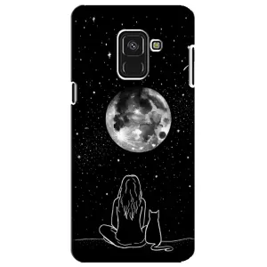 Чехол с рисунком кот на Samsung A8 Plus,  A730F (Девушка с котом)