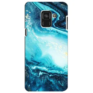 Мраморный чехол на Samsung A8 Plus,  A730F (VPrint) (Голубой мрамор)