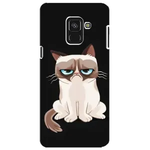 Чехол с принтом для Samsung A8 Plus,  A730F (AlphaPrint) Модные коты (Грустный кот)