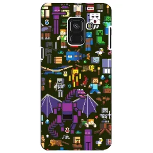Чехол Майнкрафт на Samsung A8 Plus,  A730F (AlphaPrint) Minecraft (Коллаж Майнкрафт)