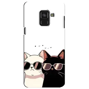 Чехол с рисунком кот на Samsung A8 Plus,  A730F (Коты в очках)