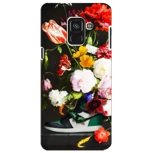 Брендновые Чехлы для Samsung A8 Plus, A730F - (PREMIUMPrint) (Nike цветы)