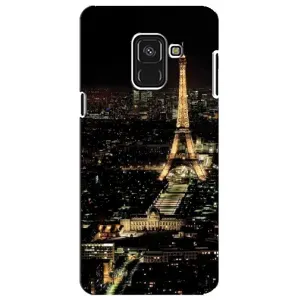 Чехол Эйфелева Башня для Samsung A8 Plus,  A730F - (AlphaPrint) (Ночной Париж)