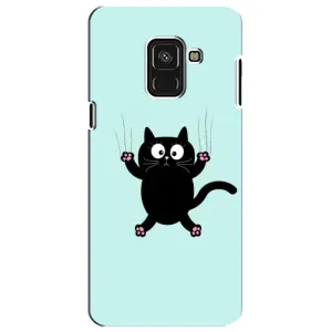 Чехол с принтом для Samsung A8 Plus,  A730F (AlphaPrint) Модные коты (Падающий кот)