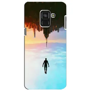 Чехол с человеком пауком для Samsung A8 Plus,  A730F - (AlphaPrint) (Паук человек)