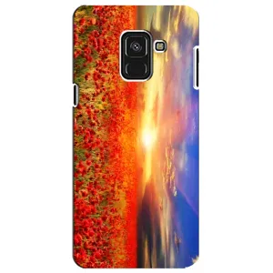 Чехол с картинкой (Стильные) для Самсунг А8 Плюс 2018, А730Ф - (AlphaPrint) (Поле тюльпанов)