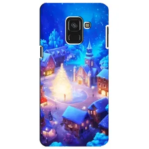 Рождественские Чехлы для Samsung A8 Plus,  A730F (VPrint) (Рождественский город)