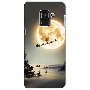 Новорічні, Святкові Чохли для Samsung A8 Plus, A730F - 2024 год (Санта на місяці)