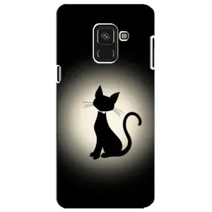 Чехол с принтом для Samsung A8 Plus,  A730F (AlphaPrint) Модные коты (Силуэт котика)