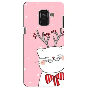 Новогодние Чехлы для Самсунг А8 Плюс 2018, А730Ф (VPrint) (Зимний кот)