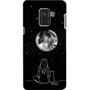 Чехол с рисунком кот на Samsung A8, A8 2018, A530F (Девушка с котом)