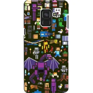 Чохол Майнкрафт на Samsung A8, A8 2018, A530F (AlphaPrint) Minecraft (Колаж Майнкрафт)