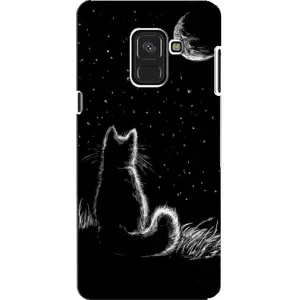 Чехол с принтом для Samsung A8, A8 2018, A530F (AlphaPrint) Модные коты (Котик и луна)