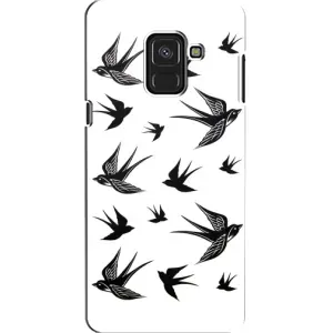 Чехол с птицами на Samsung A8, A8 2018, A530F (VPrint) (Ласточки)