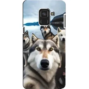 Чехол с Хаски для Samsung A8, A8 2018, A530F - (AlphaPrint) (Селфи ХАски)