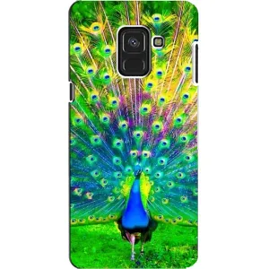 Чехол с птицами на Samsung A8, A8 2018, A530F (VPrint) (Яркий Павлин)